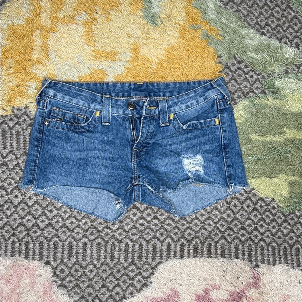 True Religion Cut Off Blue Jean Shorts size 29